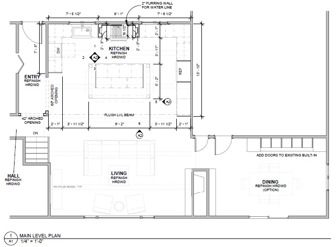 Architectural drawing of Proposed floor plan for kitchen